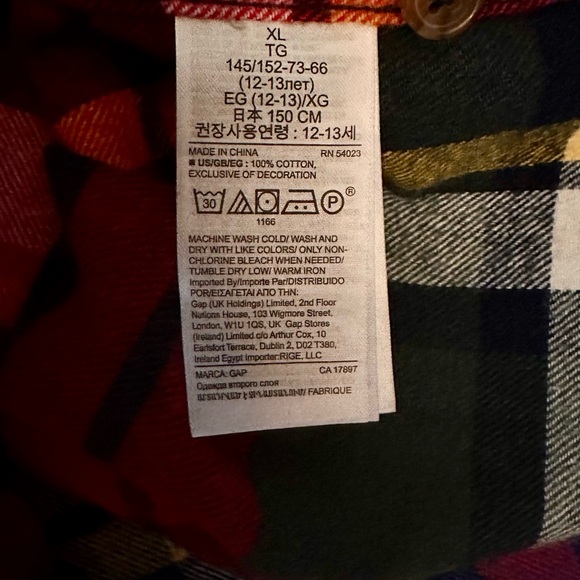 NWOT Boys Gap Plaid Flannel Button Down Shirt Size XL - Picture 4 of 5